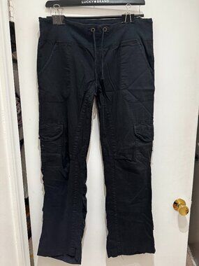 XCVI Wearables ankle length black pants ruching tie waist large L